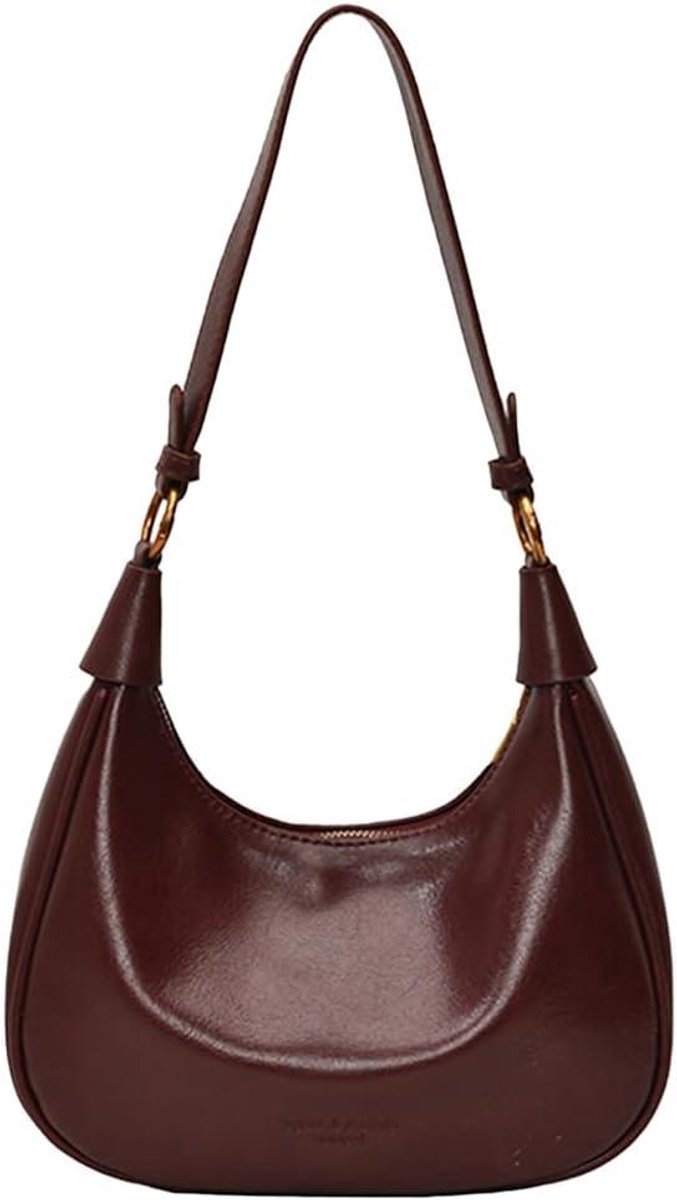 Dames Schoudertas - Halve Maan Tas - Dagelijks Gebruik - Verstelbare Band - 25x23x9 cm - Rood