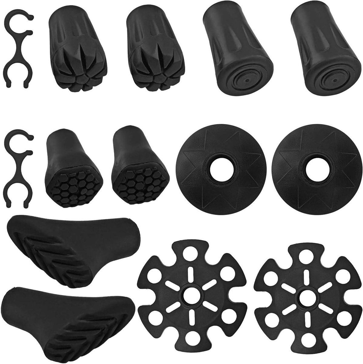 Wandelstok Rubberen Uiteinden - Wandelstok Tips - Veilige Wandelingen - Antislip Tractiebasis - Universele Pasvorm - Zwart