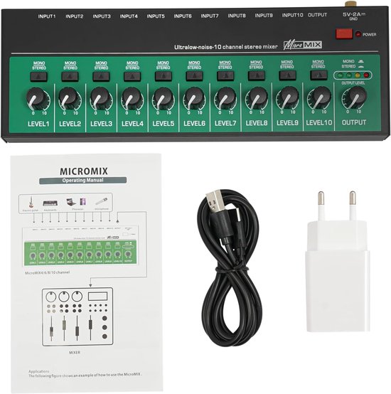 Audio Mixer - Geluidsmixer Stereo - Muziek Opnemen - 10 Kanalen ...