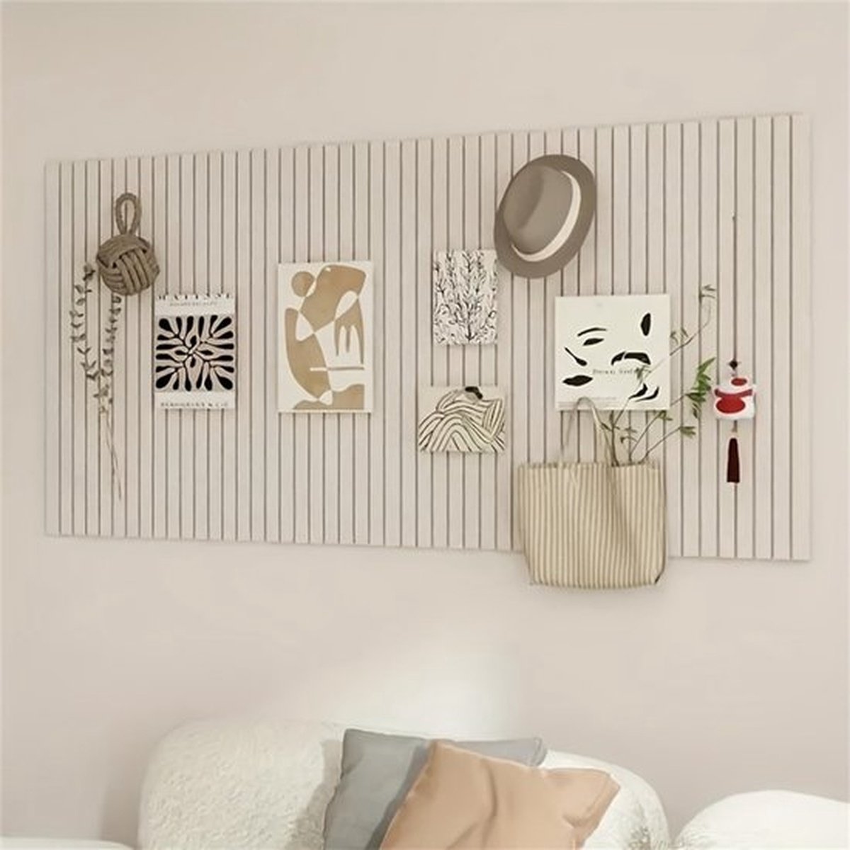 Decoratief prikbord - 60 x 120 cm - Vilt- en kurkwandpaneel - Fotopaneel voor aan de muur in scholen, woningen, keukens en kantoren - Knutselbord voor kinderkamers - Licht Camel