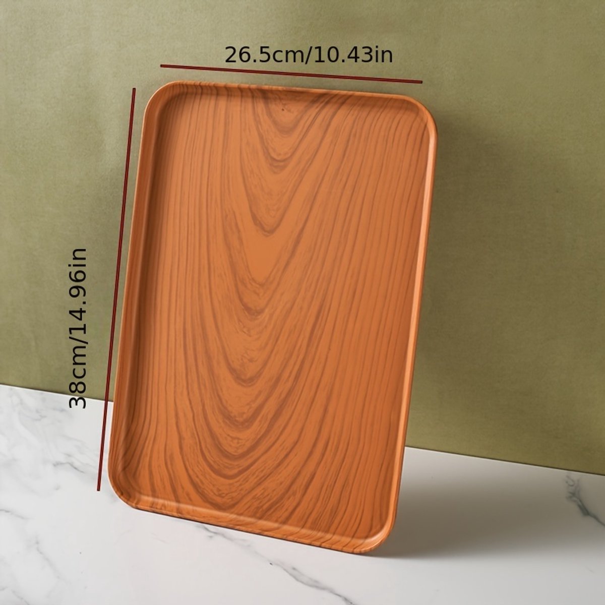 Decoratief Dienblad met Houtlook - Rechthoekig - 38 x 26,5 cm