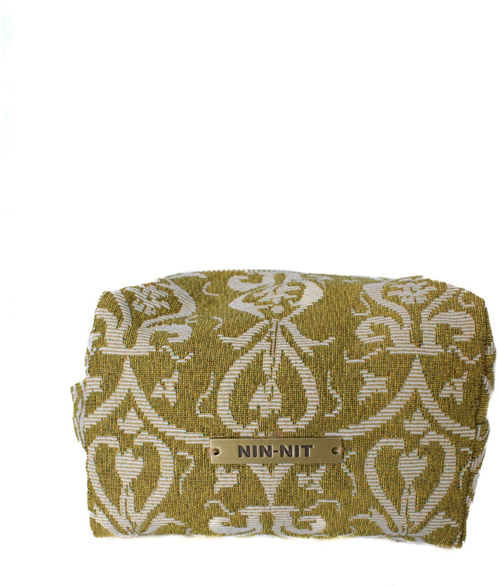 NIN-NIT - Royal Beauty Bag - Paleis Het Loo - Toilettas - Make up tas - Oker - Goud - Wit - Beige - Multicolor - 100% geweven katoen