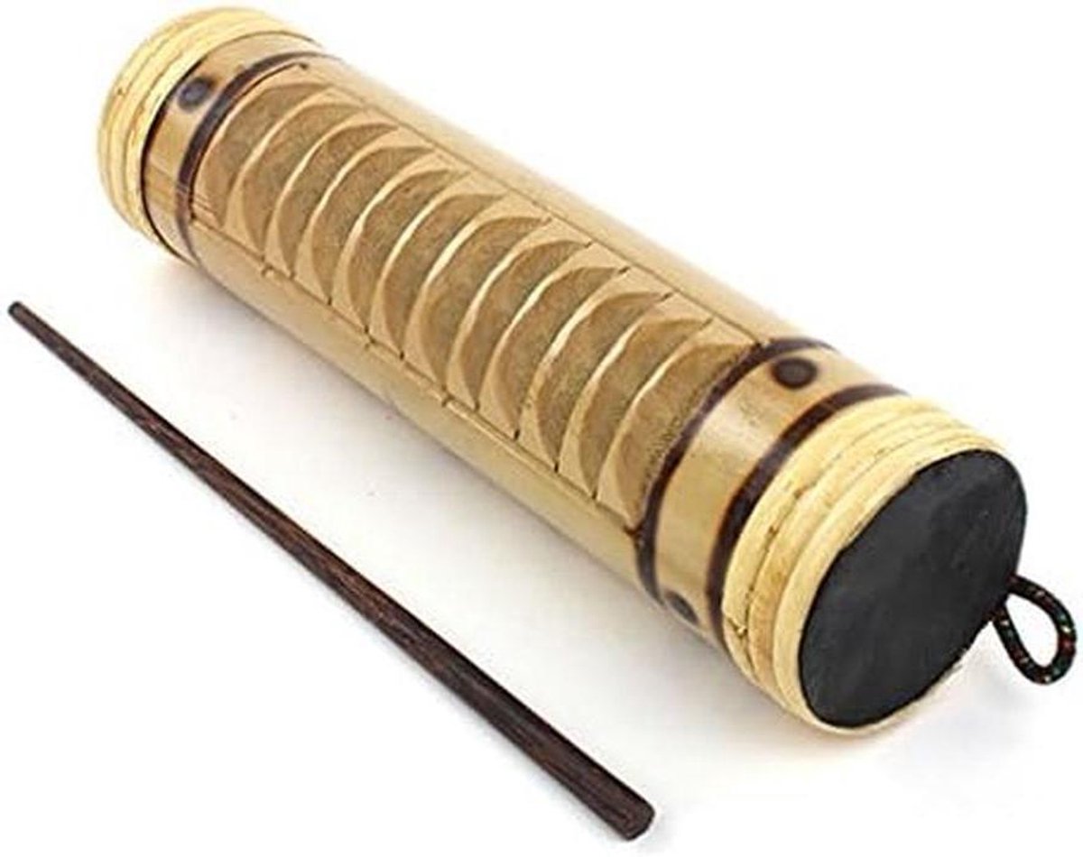 Bamboe Guiro Shaker - Percussie Instrument - Muziek Maken - 2-in-1 Instrument - 6x25cm - Bruin