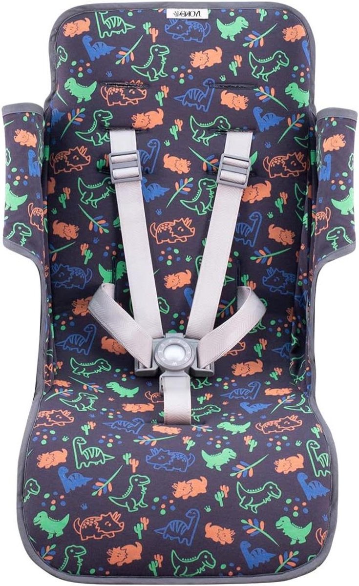 Zitkussen Kinderwagen - Matras Kinderzitje - Comfortabel Reizen - Ademend Katoen - Standaard Maat - Happy Dino