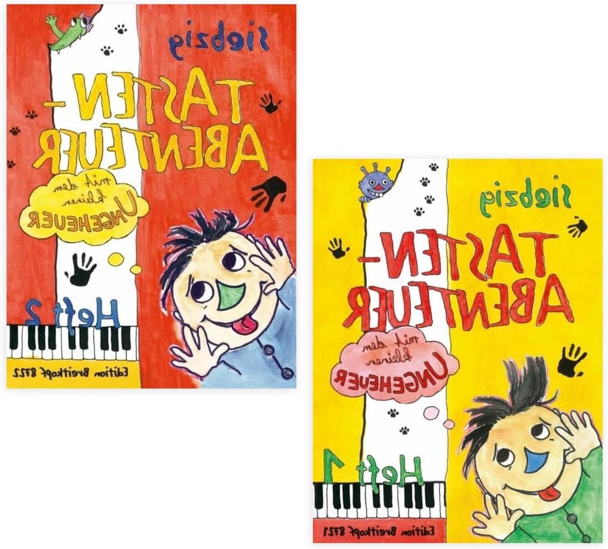 Pianoboek voor beginners - Muziekboek monster - Eerste pianolessen - 70 speelse oefeningen - 23x30x1 cm - Gekleurde tekeningen