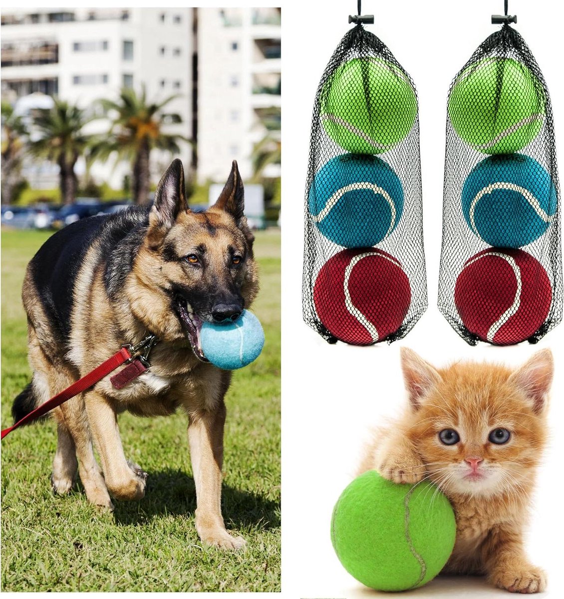 Grote Tennisballen - Hondenballen Kattenballen - Spelen Vangen - Niet Giftig Rubber - 10 cm XL