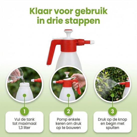 1 x BSI – Turbo Handdrukspuit – Handmatig Pompsysteem – 1,3 L - Handdrukspuit 360° - Spuit Ondersteboven - Spuit In Alle Richtingen - Spuit Voor Tuin - Spuit Voor Reiniging — afbeelding 2