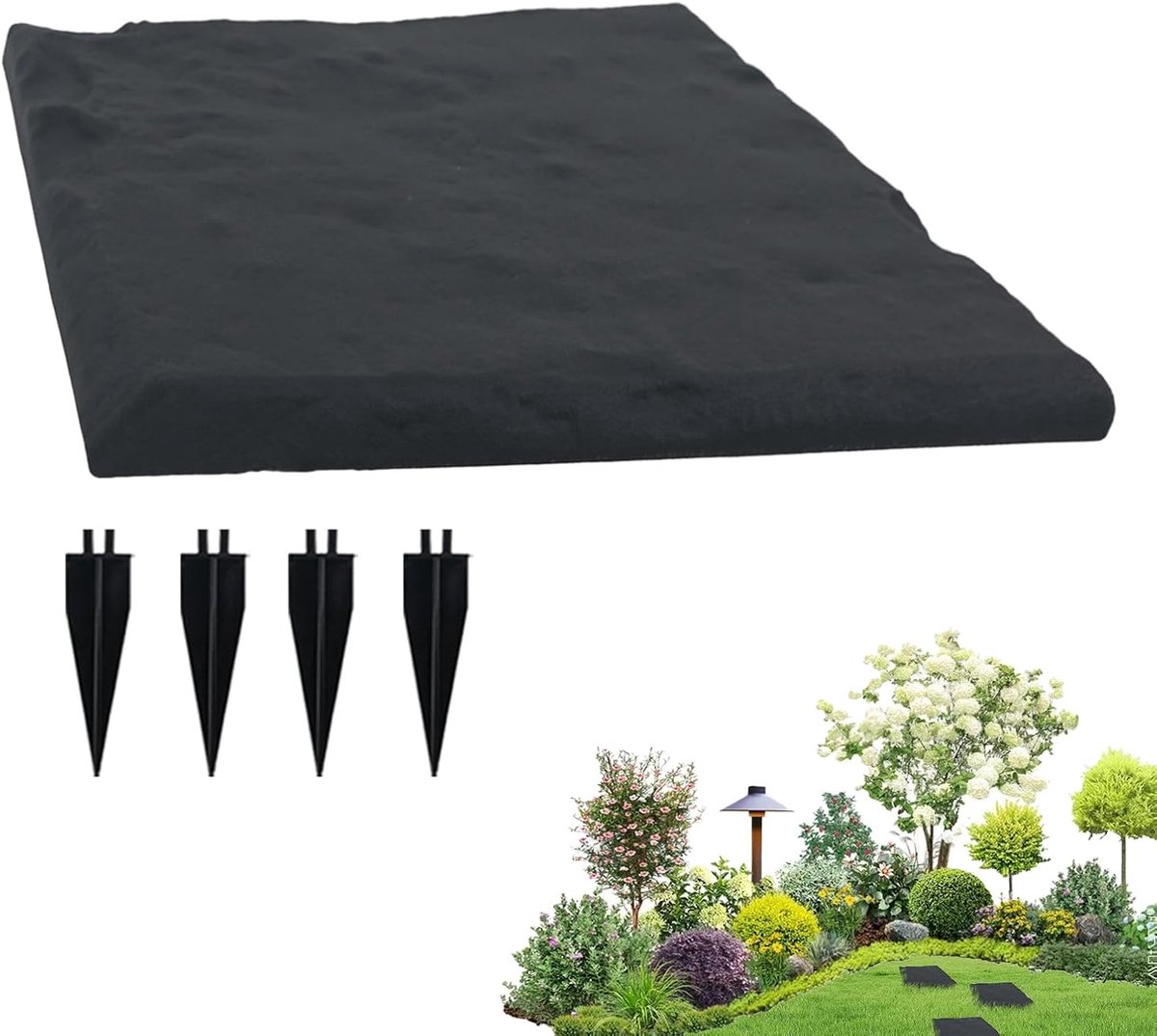 Tuin Stapstenen - Decoratieve Pad Bestrating - Buitenpaden Aanleggen - Inclusief Grondpennen - 40 x 39 cm - Vierkant
