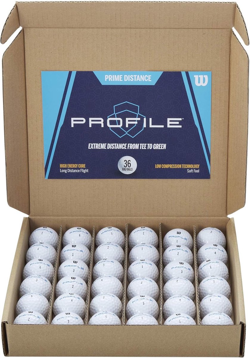 Wilson Amazon Exclusive Golf Balls Prime Distance Profile, 36 Pieces, White, WGWR76000