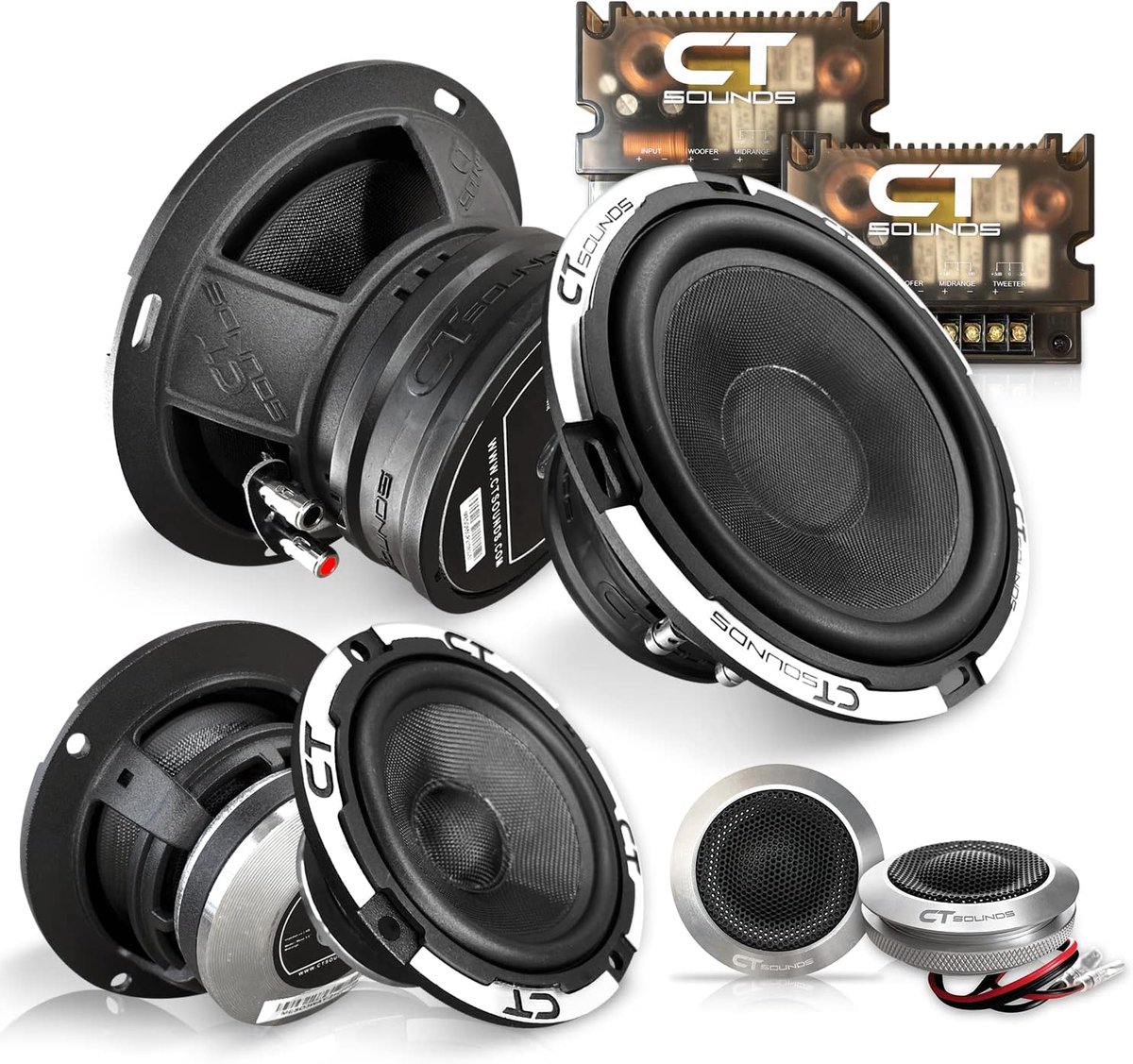 Component Luidsprekerset - Autoluidsprekers - Auto Audio - 3-weg Systeem - 65 Inch - zwart