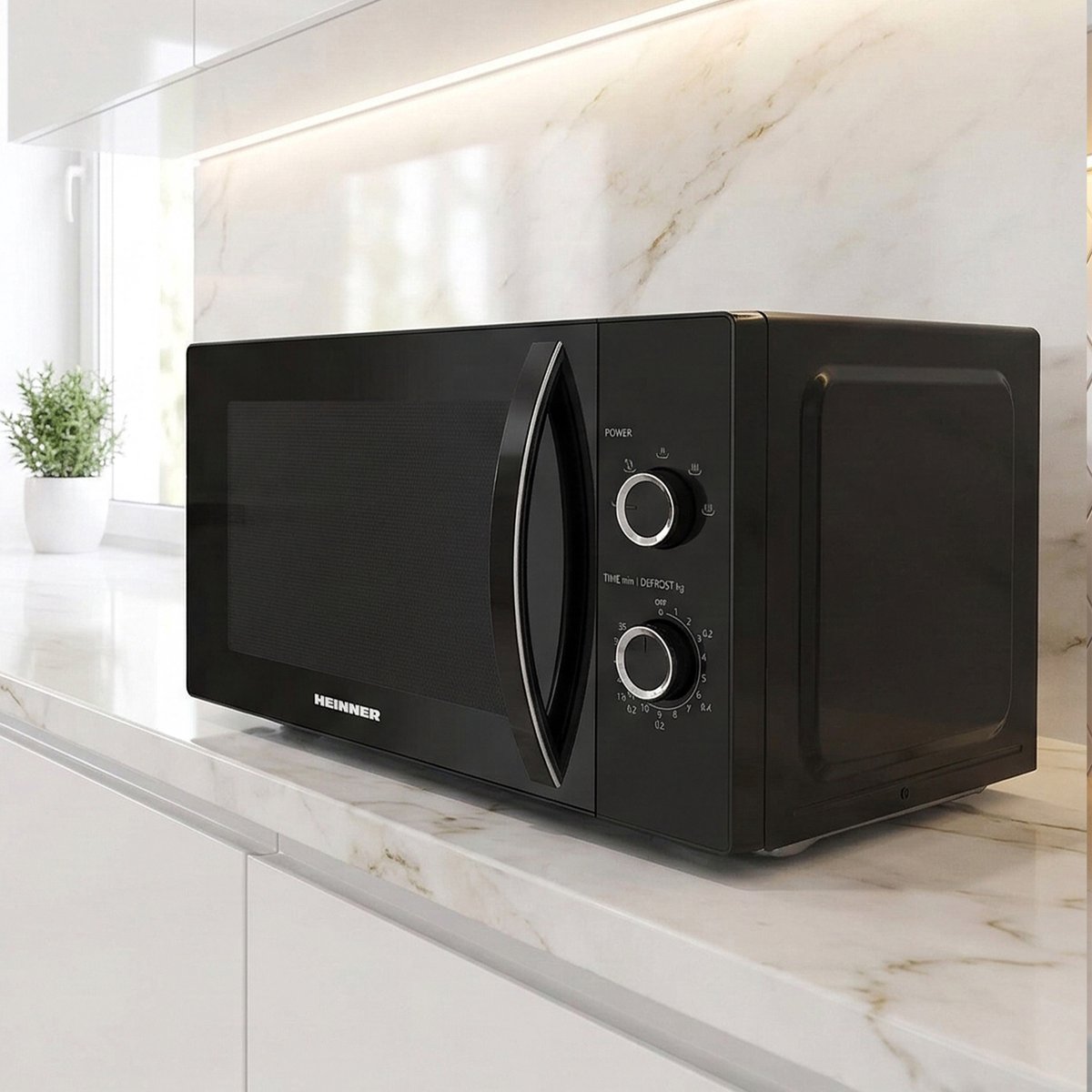 Heinner Magnetron 25L – 800W – 5 Vermogensniveaus – Ontdooifunctie – Draaiknop & Timer – Zwart — afbeelding 5