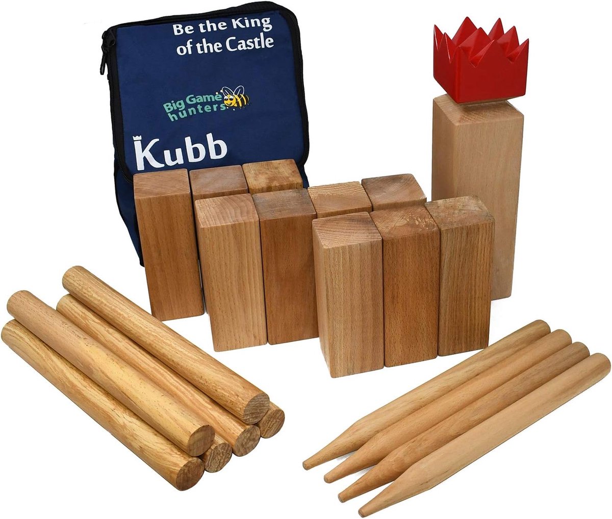 Hardhout Kubb Viking Game in een handige draagtas van Big Game Hunters