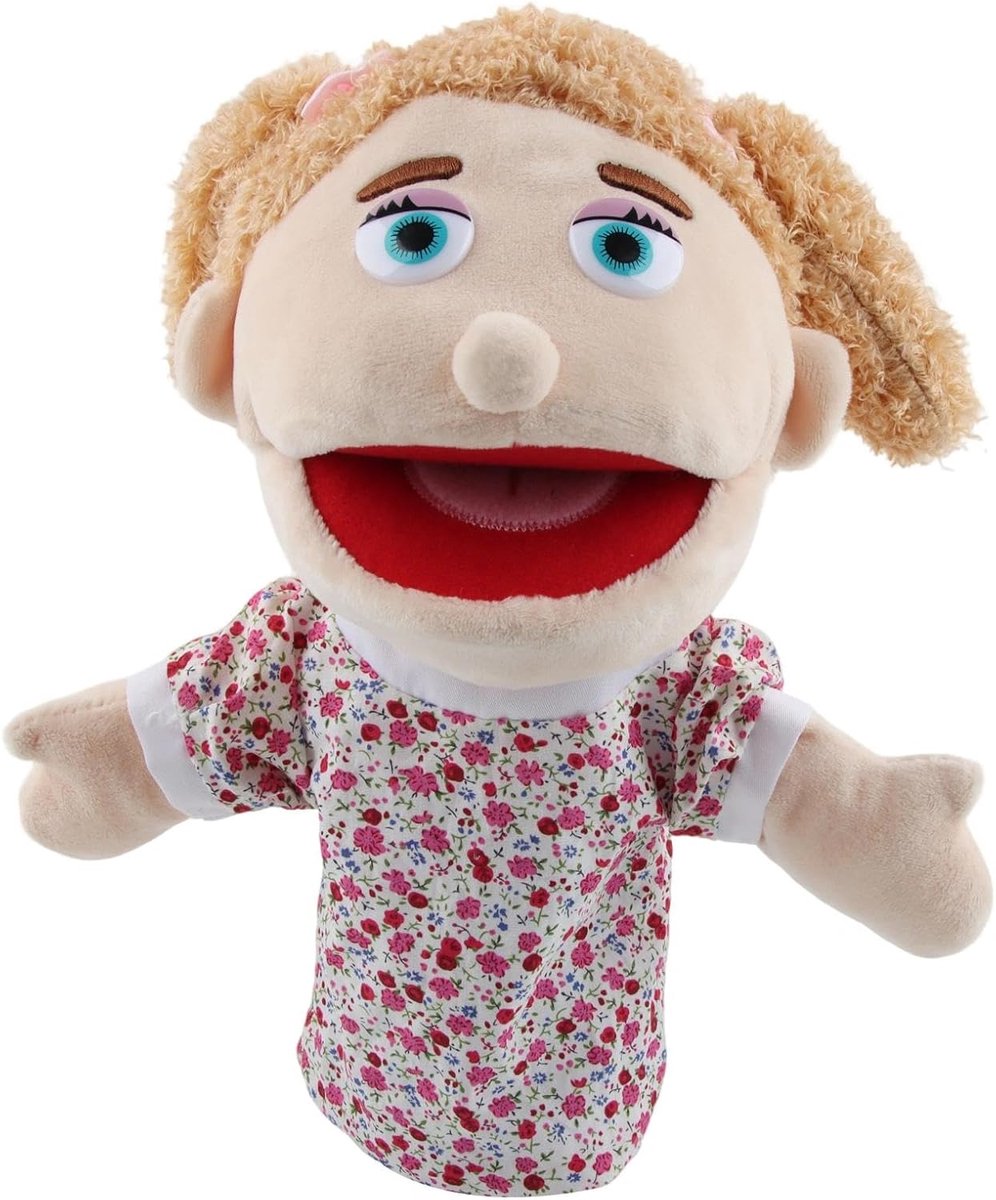 Pluche Handpop - Beweegbare Mond - Educatief Spelen - Zacht en Veilig Materiaal - 30 cm - Meerdere Kleuren