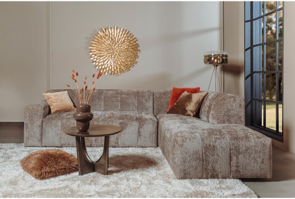 Tower Living Austin hoekbank 2,5-zits ottoman rechts stof Haga cappuccino 278x223x78 cm