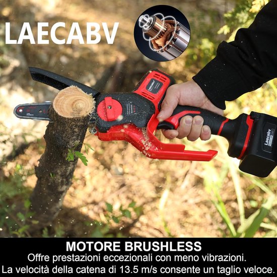Mini elektrische kettingzaag - Snoerloze boomzaag - Tuin snoeien - Lichtgewicht ontwerp - 6 inch zaagblad - Rood van MINI — afbeelding 2