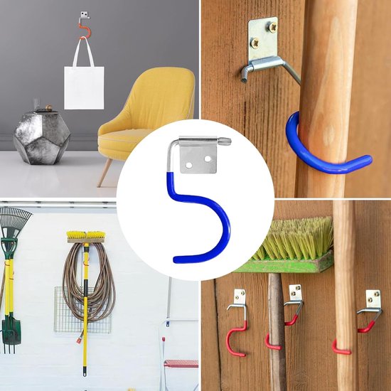 Gereedschapshaken Set - Haken Ophanging - Tuingereedschap Opbergen - Stevig Metaal Ontwerp - 15 Stuks - Blauw — afbeelding 4