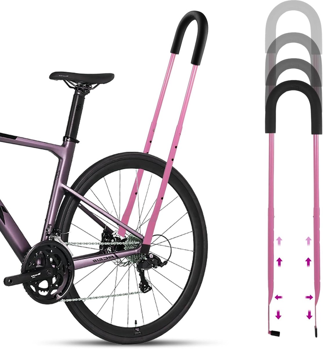 Fietsstang Kinderfiets Duwstang Fiets Leren Fietsen Verstelbare Lengte 54-74 cm Roze