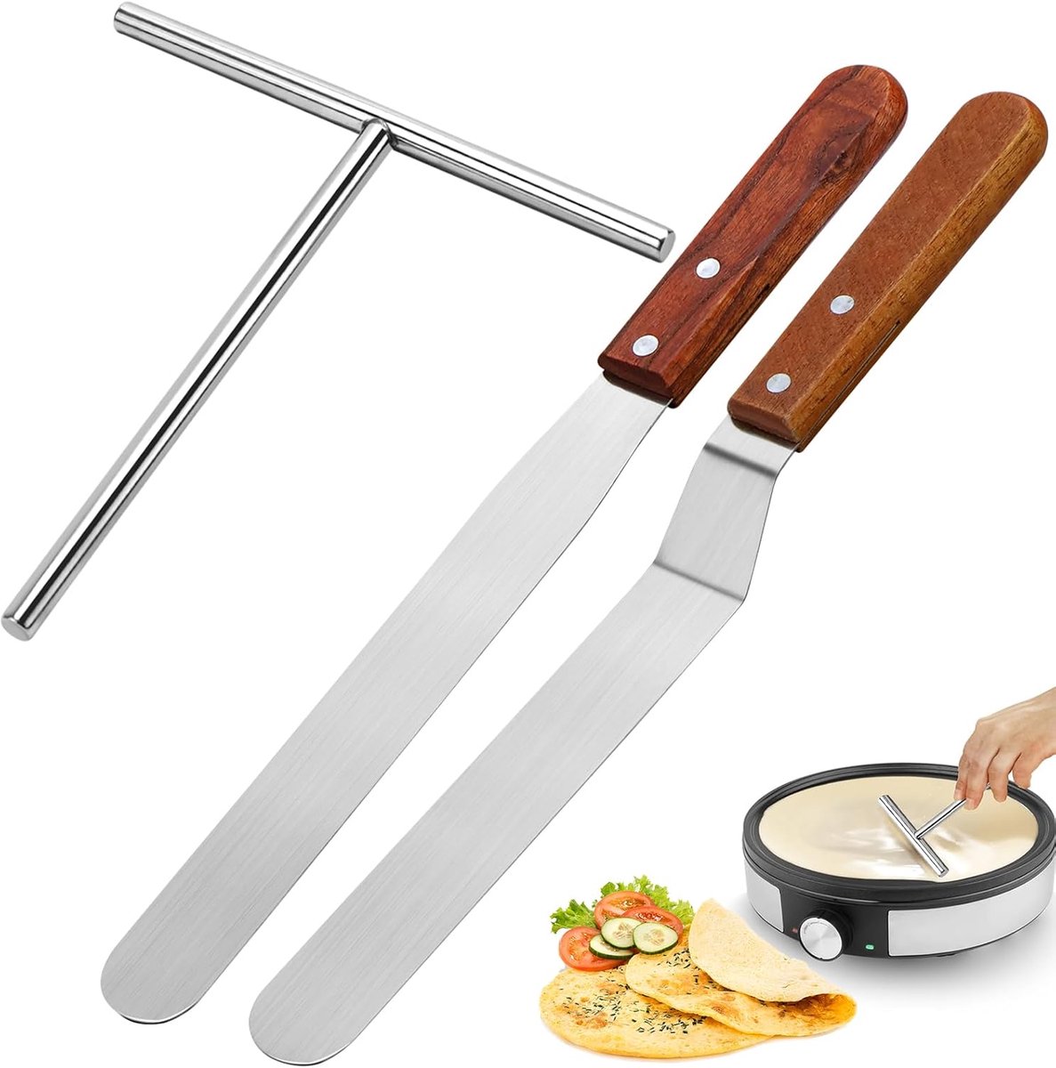 Crêpes Verdeelset - Pannenkoeken Accessoires - Bakken - Roestvrij Staal - 32cm - Zilver