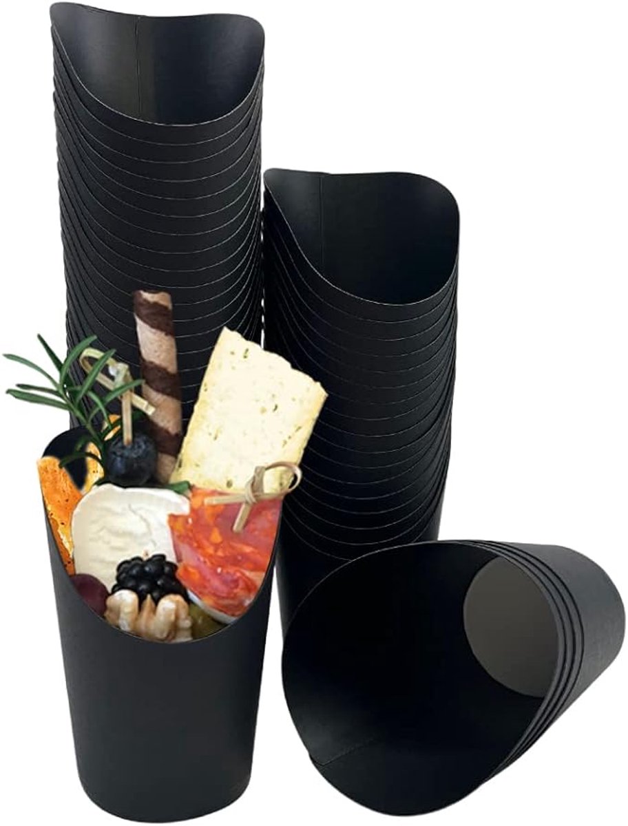 Ijsbeker - ijsbeker karton - 14 oz - Sterk en Stevig Karton - IJsbakjes - Papieren taartbekers - 50 Pcs - Zwart - Party schepijs softijs ijsje zomer festival thema feest - van Imperatoris