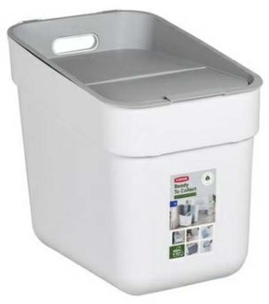 Curver - Prullenbak - afvalbak, voor recycling, 20 liter, wit, klaar om in te zamelen