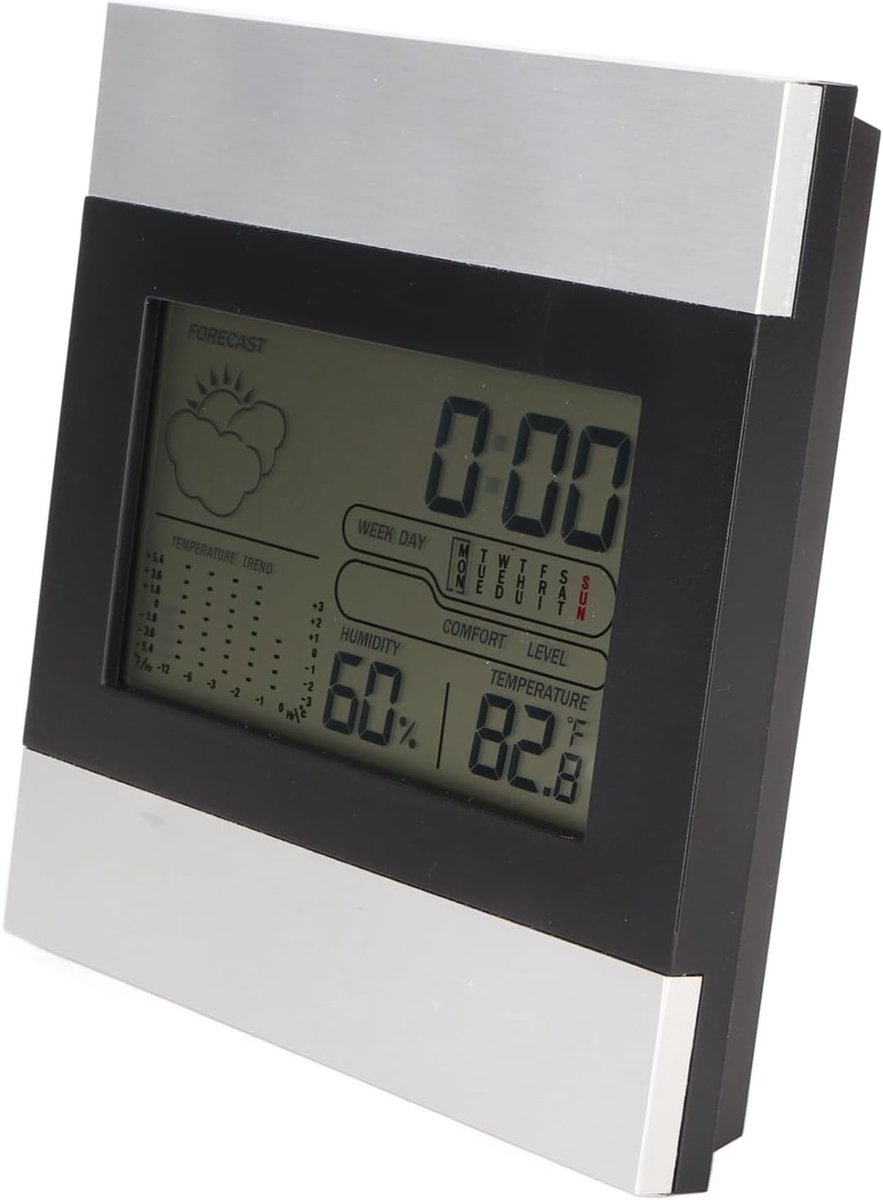 Digitale Weerklok - Temperatuur Vochtigheid - Binnenklimaat Monitoren - Aluminium Behuizing Wandmontage - 551 x 381 x 118 cm