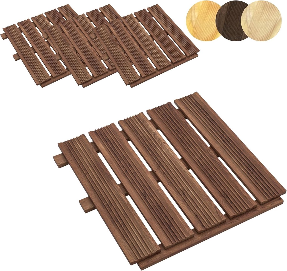 Houten Terrastegels - Vlondertegels Balkon - Tuin Buiten Leven - Geïmpregneerd Larikshout - 50x50 cm 4 Stuks - Bruin