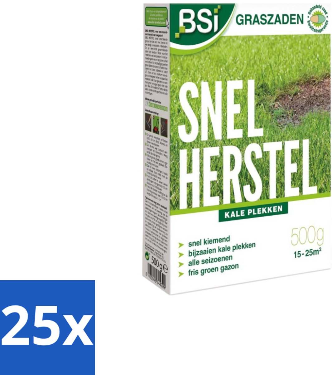 BSI – Graszaad – Snel Herstel – Dicht & Sterk Gazon – 500 g - Bulkverpakking - 25 stuks