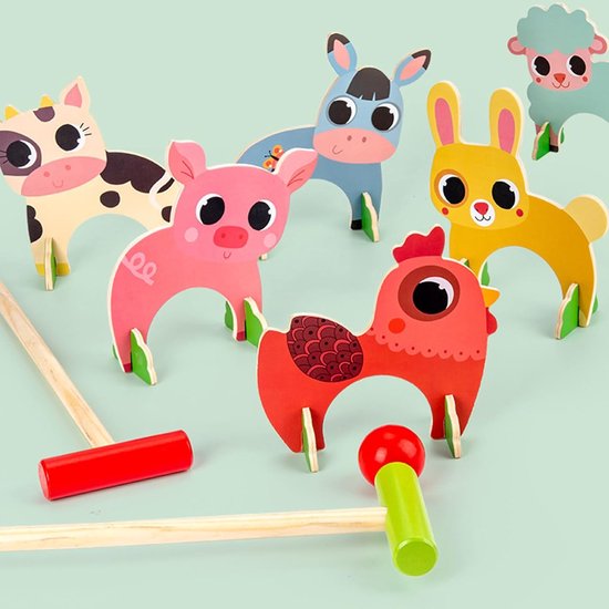 Houten Biljartspel - Dierenspel Tuinspel - Familie Buiten Spelen - Ontworpen voor alle leeftijden - 44 x 18 cm van houten — afbeelding 3