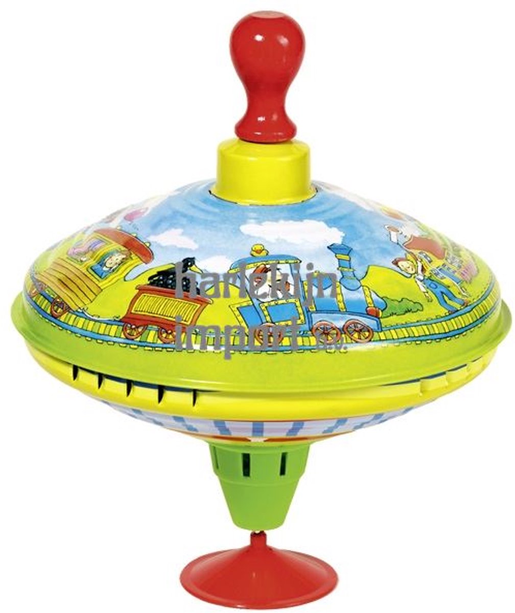 Goki Humming top with wooden handle train