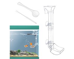 Aquarium Voerbuis - Voederbak Vis - Vis Voeren - Inclusief Borstel Lepel - 28 cm Lengte - Doorzichtig