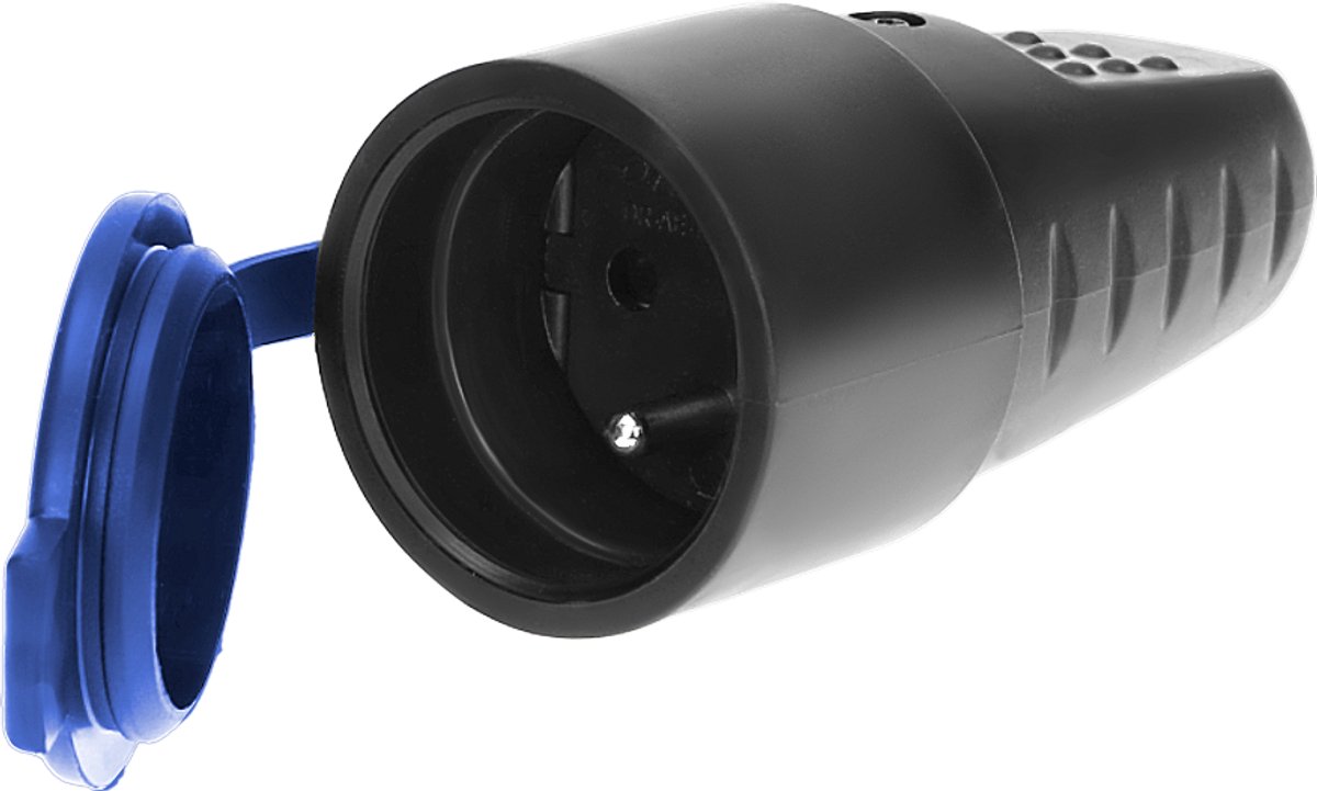 Orno - Gummi Stopcontact - Norm IP44 - Zwart - Met Aarding