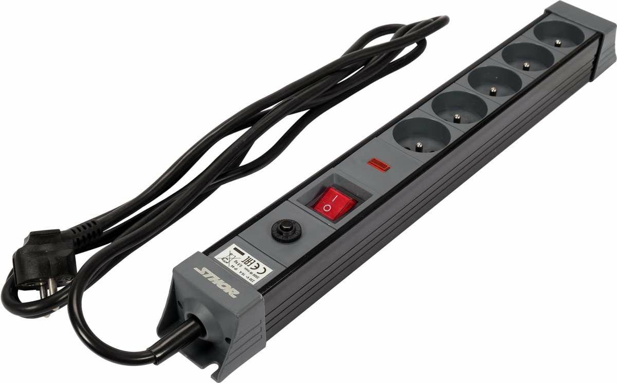 Toya Sthor - Overspanningsbeveiligde Stekkerdoos - 5 Stopcontacten - 3m Kabel