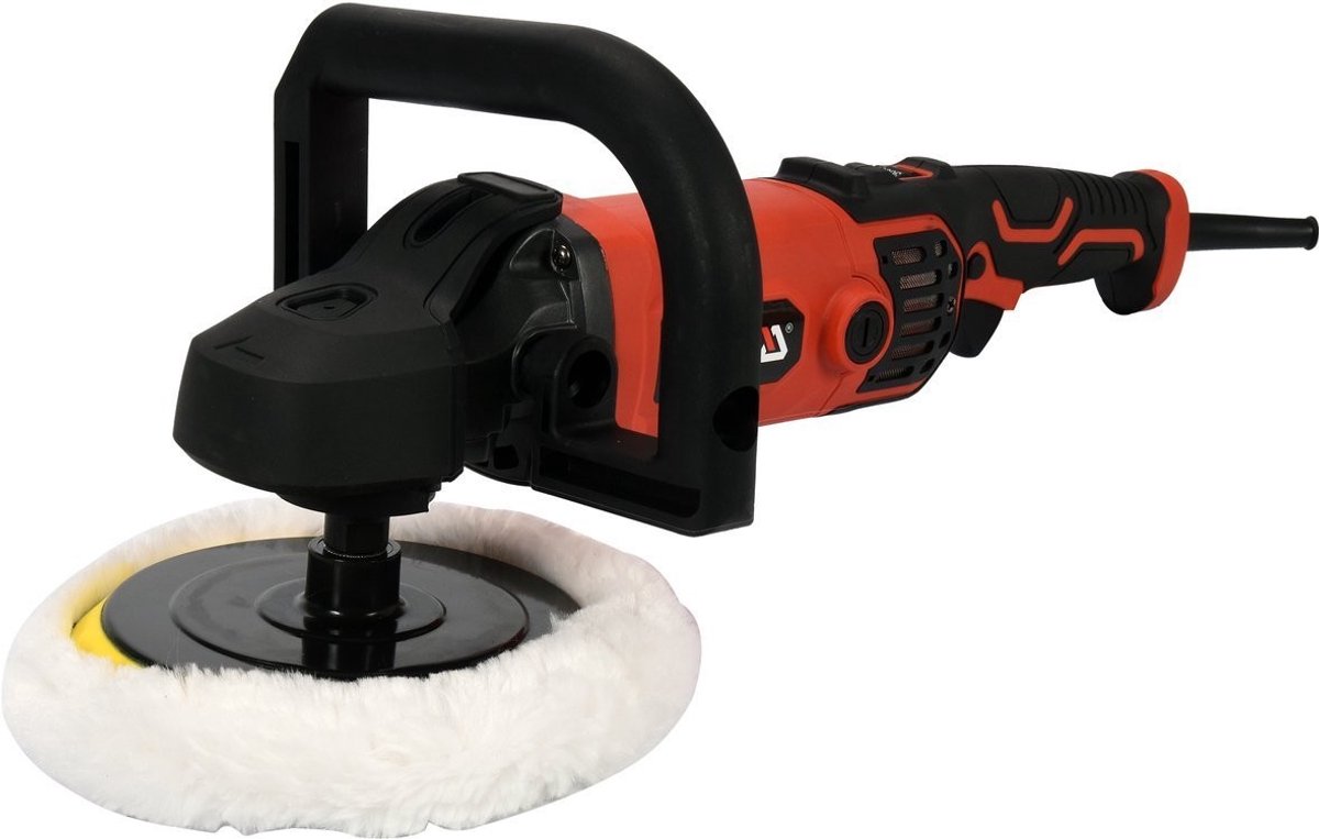 Professionele Polijstmachine 1400W – Ø 180 mm – Regelbaar Toerental (600-3500 RPM) – Inclusief Koffer & Accessoires