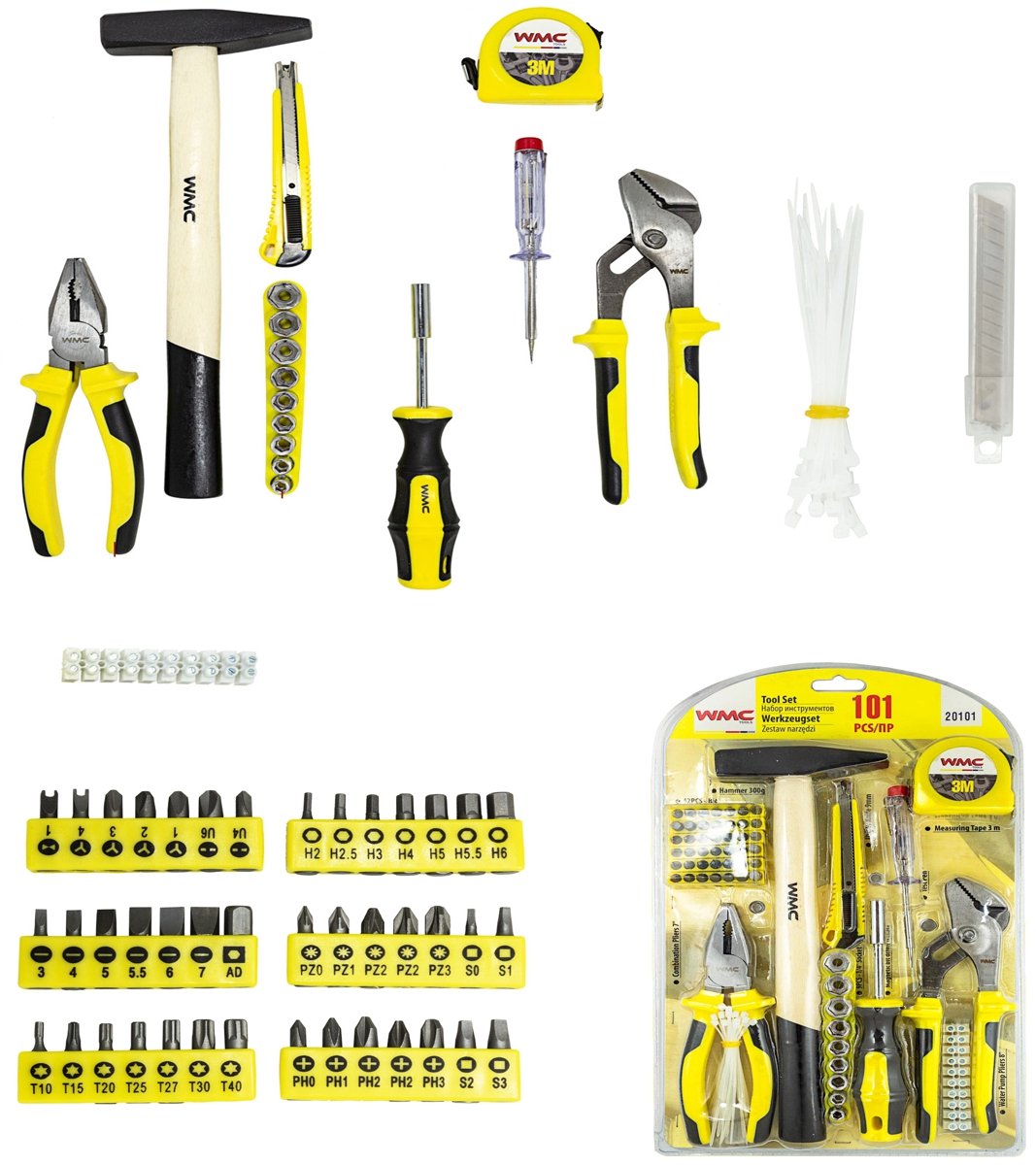 WMC Tools Serie - Gereedschapsset 101-delig - 1/4" Magnetische Bitshouder - Chroom-Vanadium Staal
