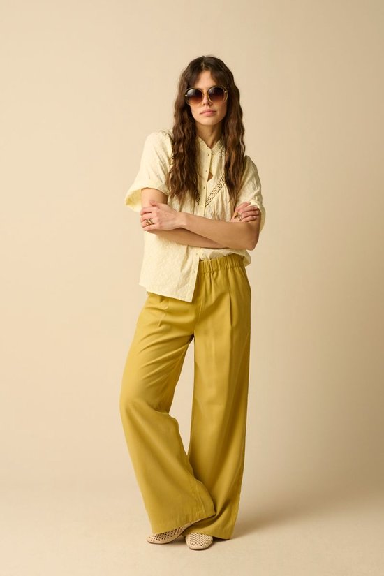 Gele High Waist Wide Leg Broek