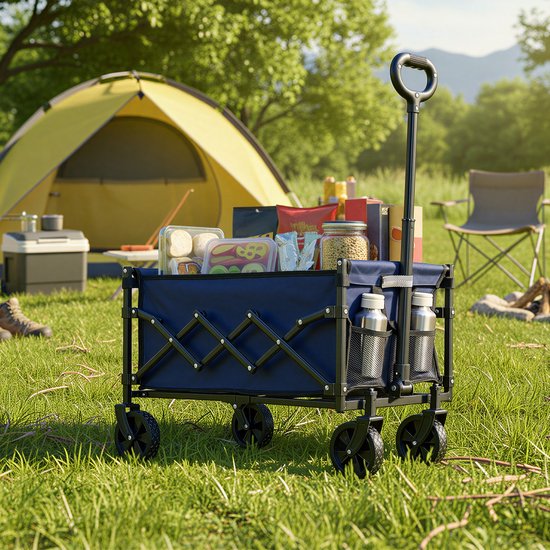 SONGMICS GFW909QE01 - Chariot de jardin pliable - poignée pratique - 4 roues renforcées dont 2 pivotantes - capacité 180 kg van Songmics — afbeelding 4