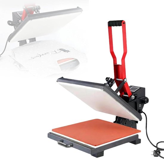 Warmtepers Klapdeksel - Strijkmachine T-shirts - Textiel Bedrukken - Semi-automatische Werking - 38x38 cm - Zwart