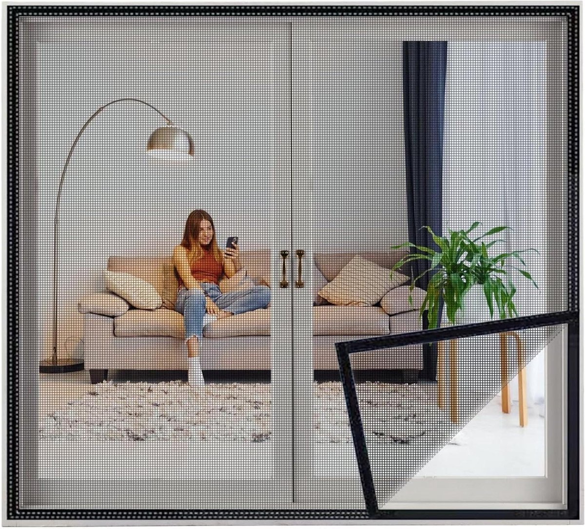 Raamscherm - Insectenhor - Buitenlucht Genieten - Zonder Boren - 100x150cm - Zwart