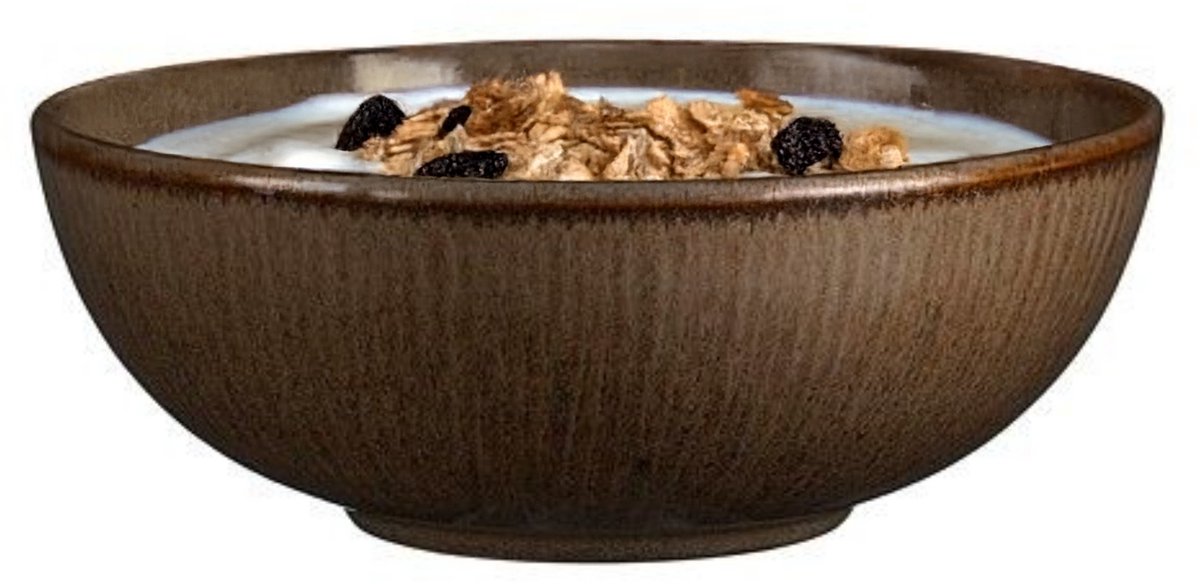 Mica Decorations Soepkom Nusa - bruin - 17 x 6 cm - keramiek - kommetjes/schaaltjes - 500 ml
