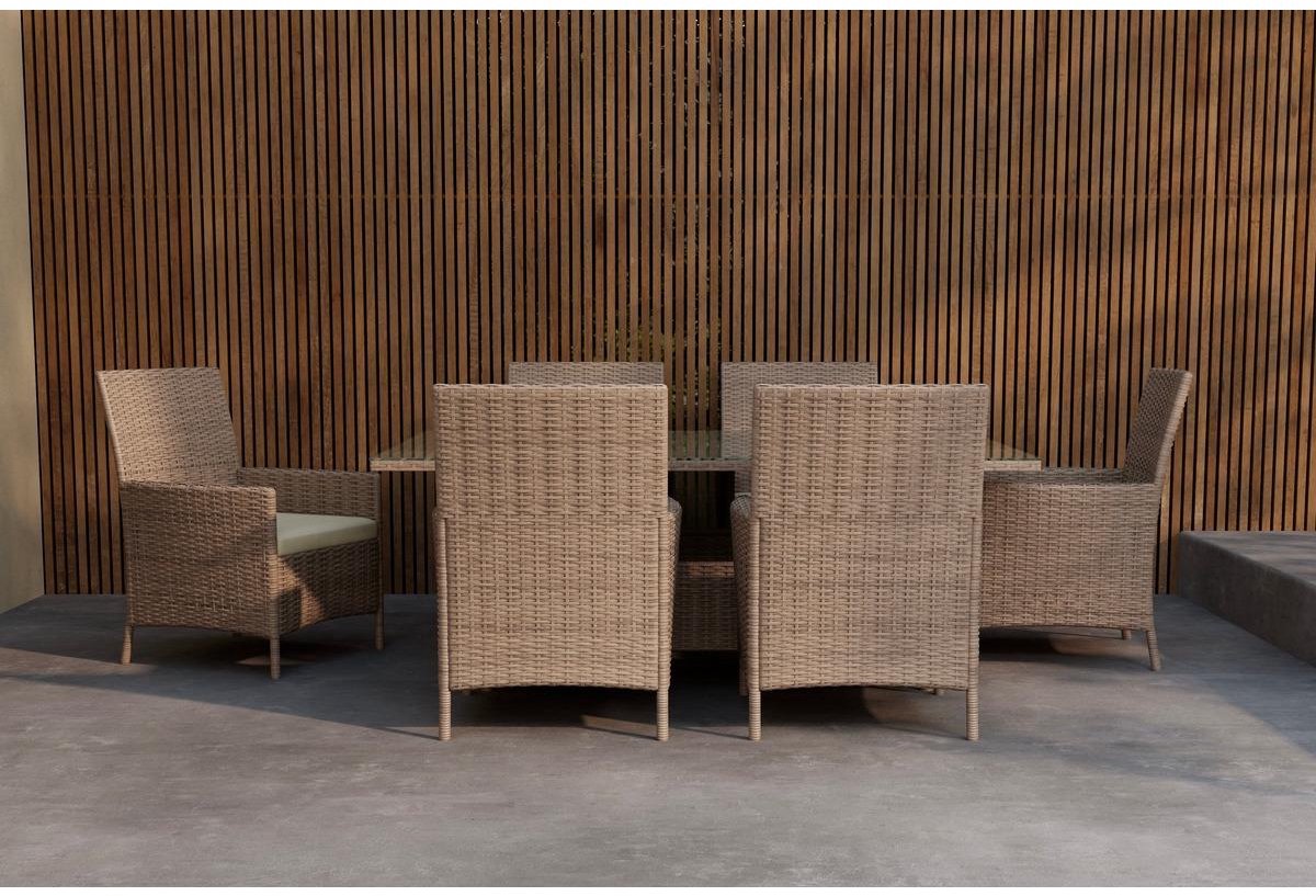 Svea - Wiley rechtoekig tuintafel + 4 tuinstoelen - bruin staal rotan