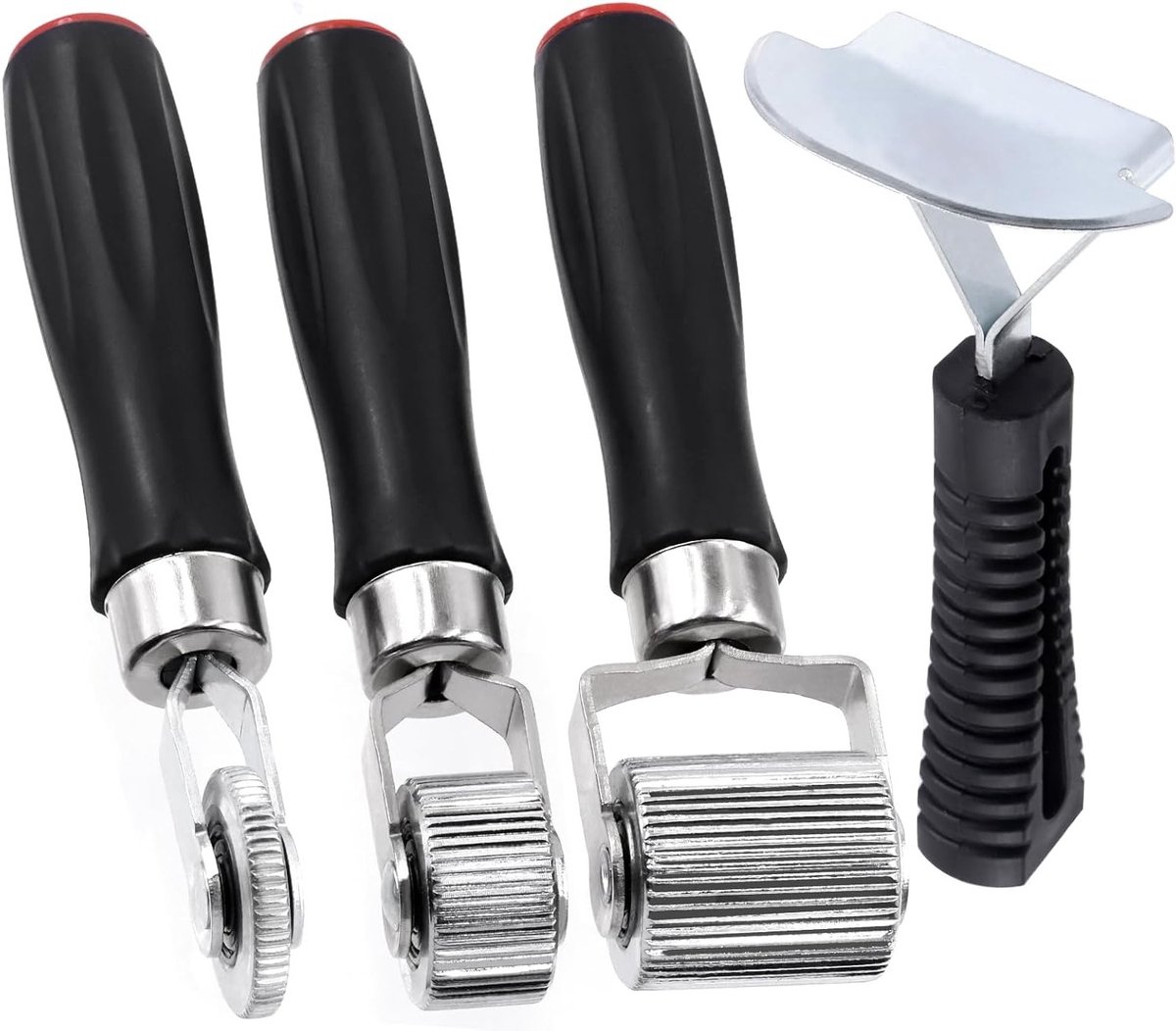 4 Stuks Geluidsisolatie Roller voor Auto, 6mm 20mm 40mm Metaal Installatiewiel, Geluiddemping en Isolatie Gereedschap met Schraper voor Effectieve Geluidsreductie