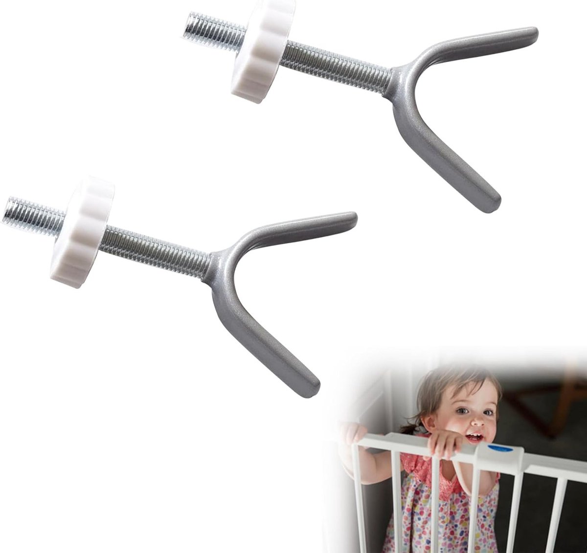 Duwschroeven voor kinderhekken, 2 x Y-spindel drukschroeven M10, metalen trapbeveiliging, klem- en schroefset voor spindels en accessoires voor kinderhekken