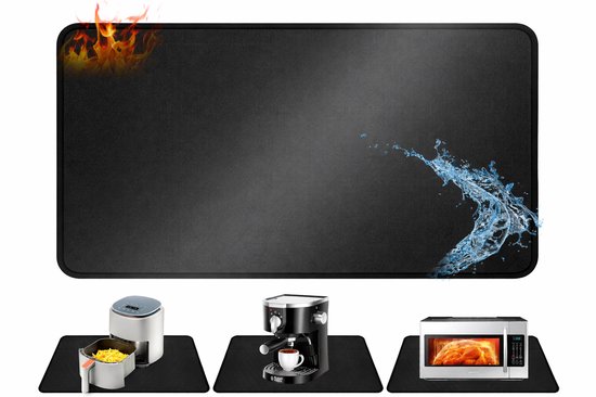 Hittebestendige Mat Beschermmat - Brandwerende Onderlegger voor Aanrecht en Tafel - 60x40 cm Siliconen Glasvezel - Antislip Keukenmat voor Oven, Airfryer, Koffiemachine en BBQ - Warmtebestendige Onderlegmat Keuken Bescherming