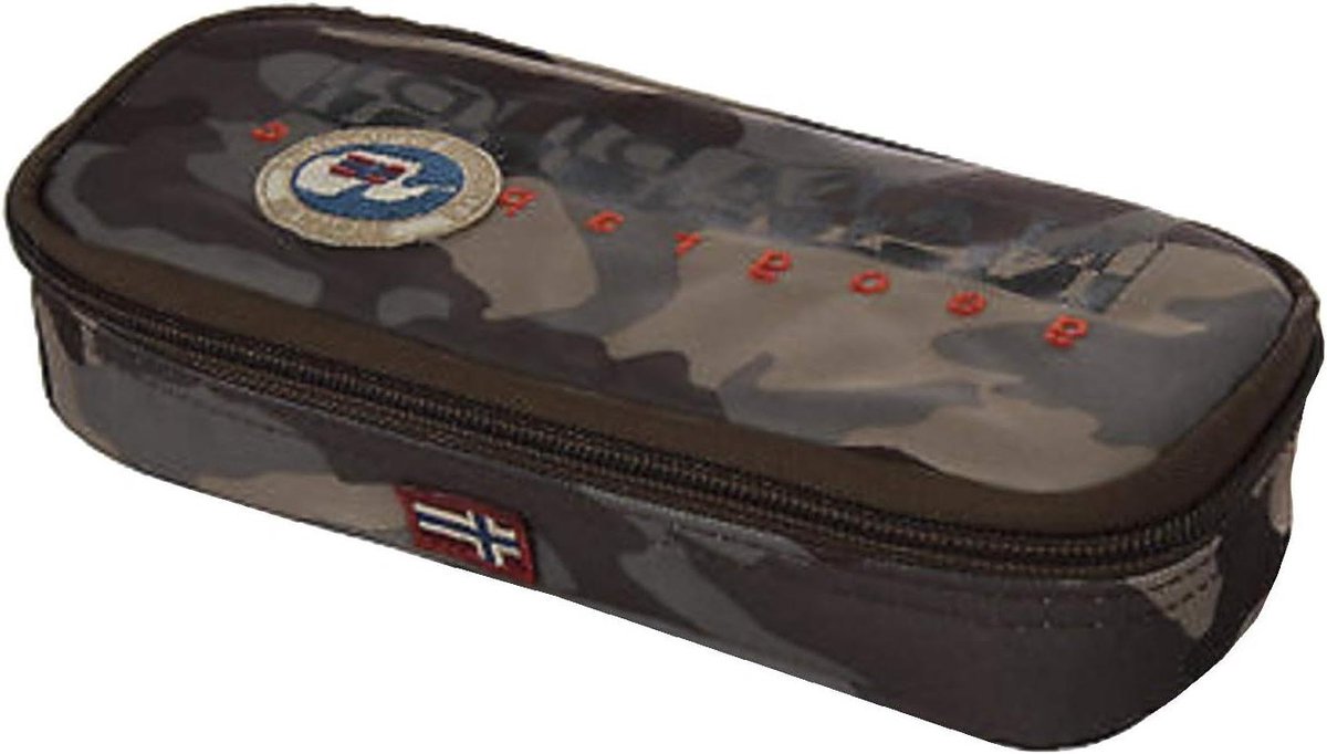 Pennenetui Ovaal - Etui Hardshell - Bureau Organisatie - Binnenzak Pennenvak - 22 x 9 x 4 cm - Camouflage