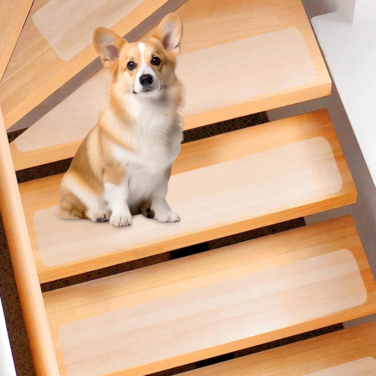 carmdering - Antislip strips - set van 18 trapmatten 15x60 cm - transparant en zelfklevend - slipbescherming voor houten trappen - voor binnengebruik