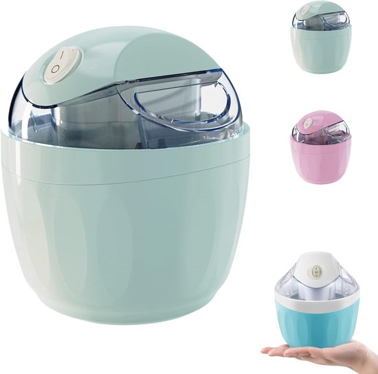 Ijsmachine - Roomijsmachine - Sorbetmaker - Mini ijsmachine - Elektrisch - One-touch bediening - Zelf ijs maken - Voor frozen yogurt en gelato - Voor thuis en keuken - Compact - Lichtblauw