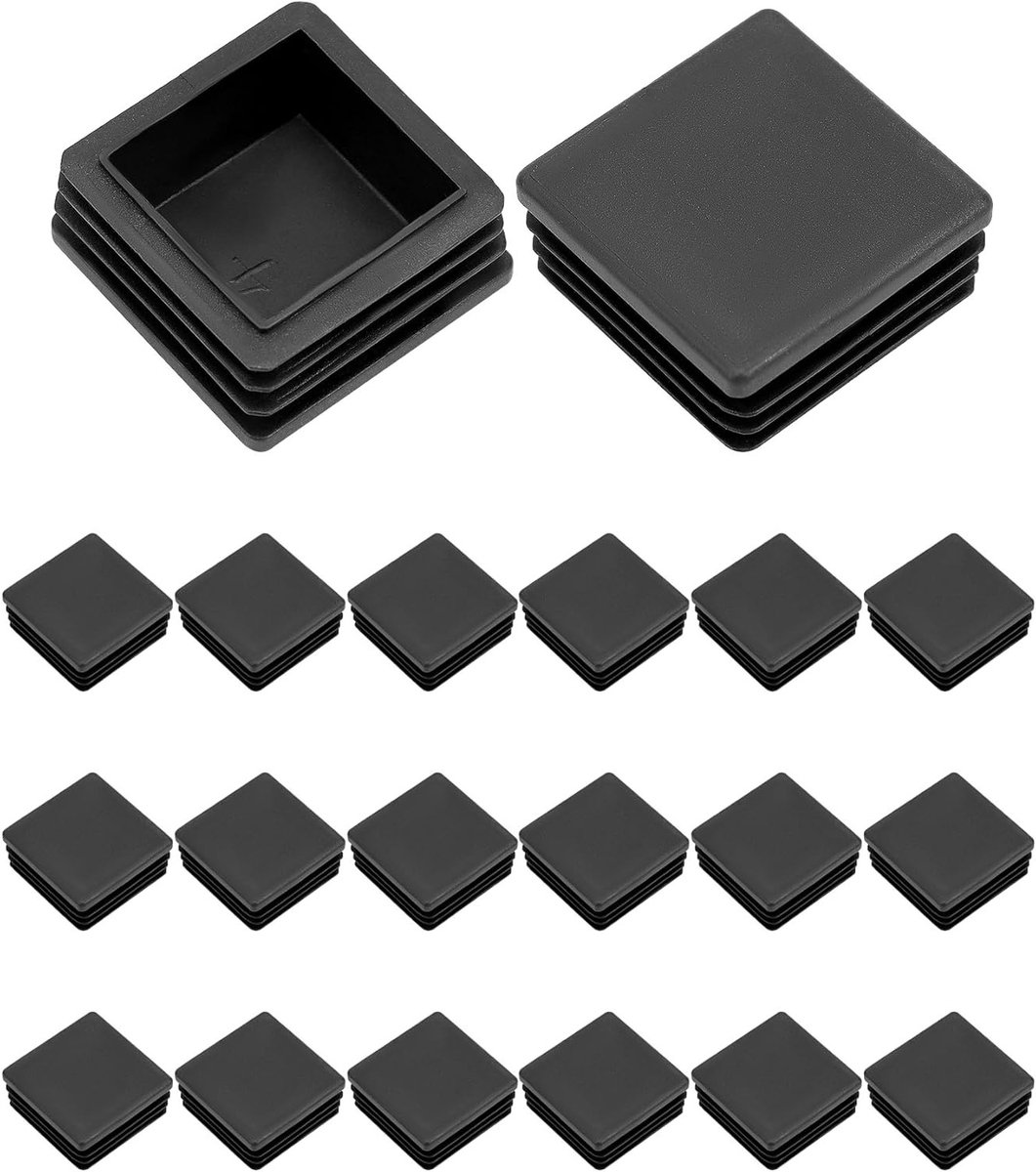 Vierkante buispluggen en eindkappen voor buizen, kunststof, voor stoelpoten, 40x40mm, zwart, 20 stuks - ideaal voor meubels en inrichting