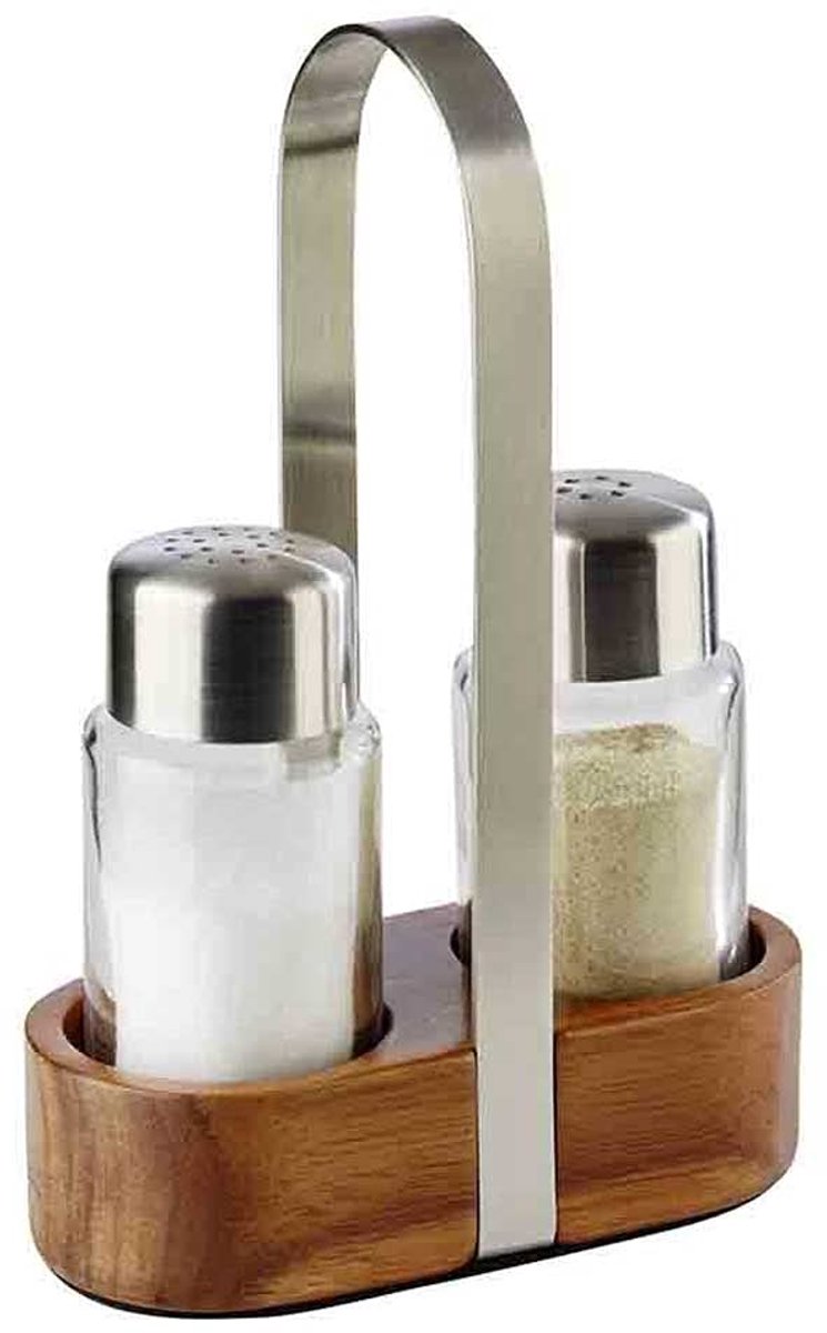 Peper & zout menage "wood", 11,5x5,5xh17 cm