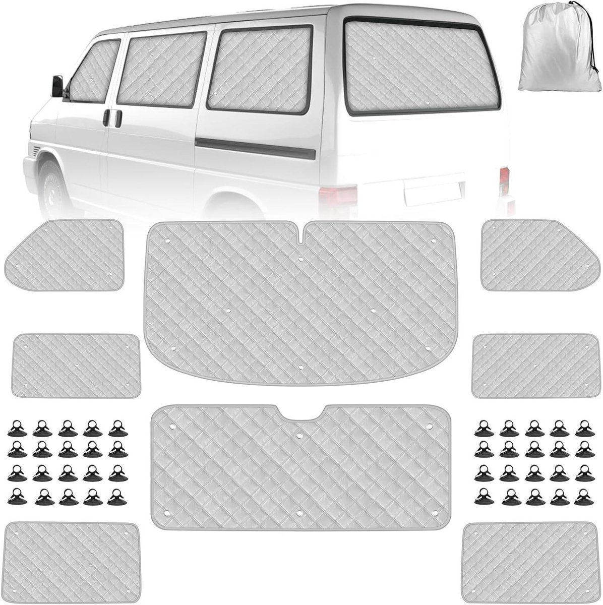 Interieur Raamdecoratie - Isolatie Set - Bescherming tegen Zon - 8 Delig - SWB - Zwart