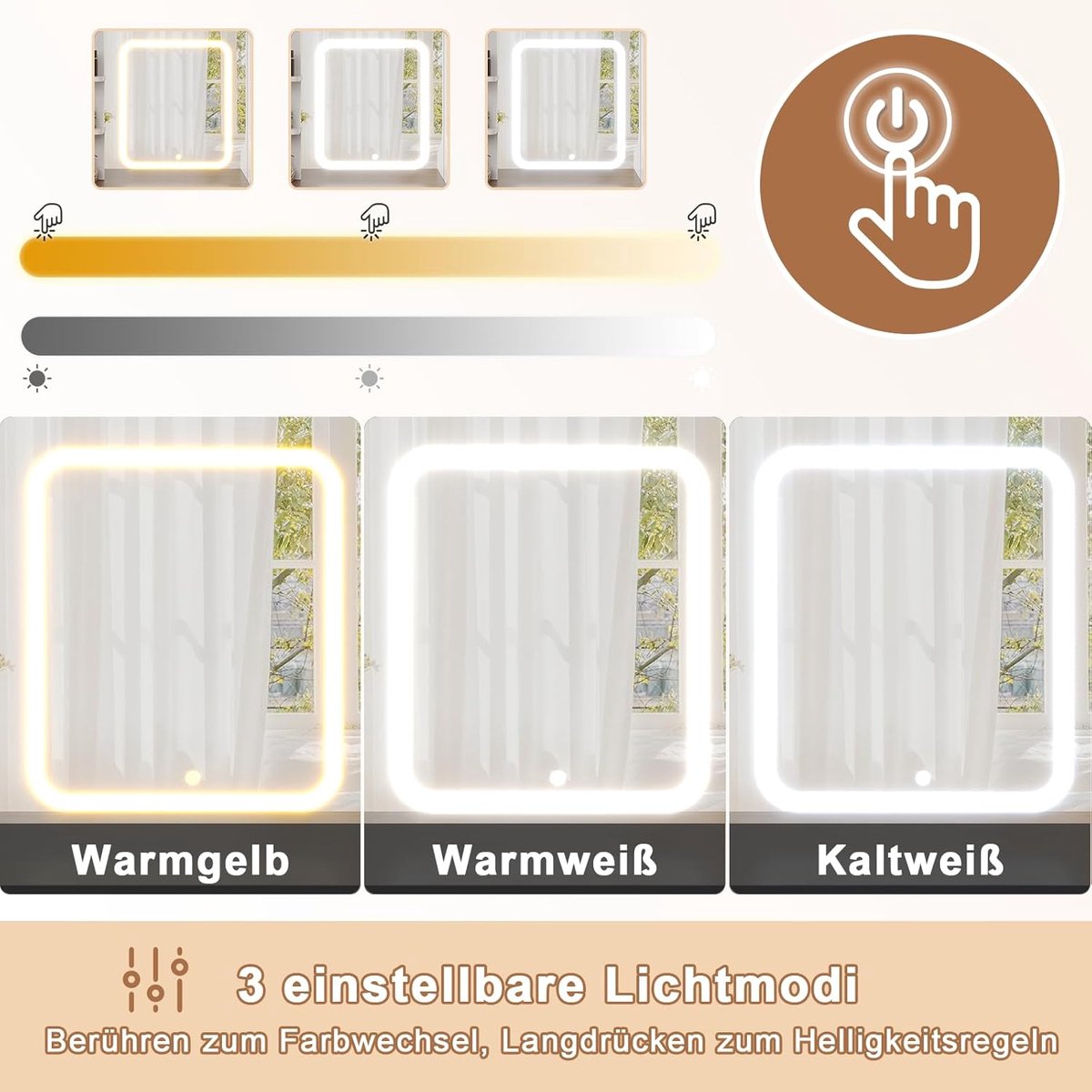 Make-uptafel met LED Spiegel – ABTkantoor Luxe Kaptafel 110x40x139 cm – Bruin/Wit – 7 Laden – 4 Planken – 3 Open Vakken – Moderne Dressing Table met Verlichting
